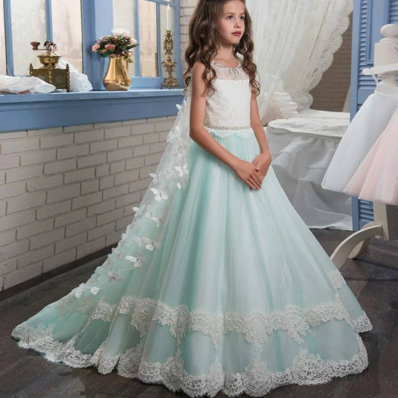 Dzieci długie sukienki balowe dla dziewczynek motyl Boutique Baby Girl  wieczór korowód suknie balowe sukienki komunijne dla dzieci Vestidos| | -  AliExpress