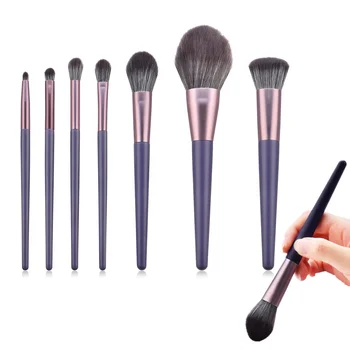 

Portable Slim Make Up Brush Set 7pcs Elegant Purple Soft Powder Contour Foundation Eyeshadow Eyeliner Blush Face Makeup Brushes