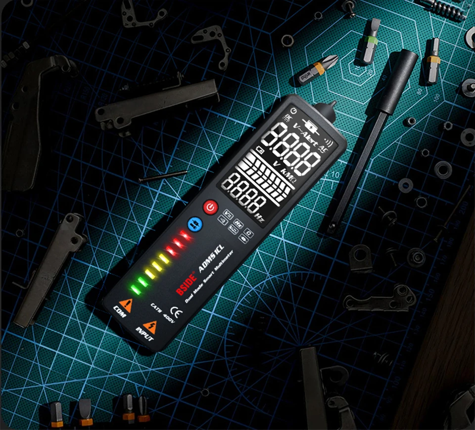 BSIDE 2.4’‘ LCD Voltage Detector Non-contact Circuit Volt Tester Pen Voltmeter NCV Socket Live Wire Check Hz Ohm Continuity