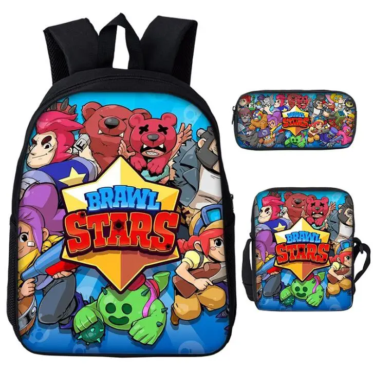 

3pcs/set School Bags For Boys Brawl Stars Games Print Canvas Kindergarten Cartoon School Backpack Kids Satchel