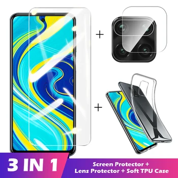 

3-in-1 Case + Camera protective Glass For xiaomi redmi note 8 9 pro 8t 9s Screen Protector Lens temered On redmi k30 pro glass