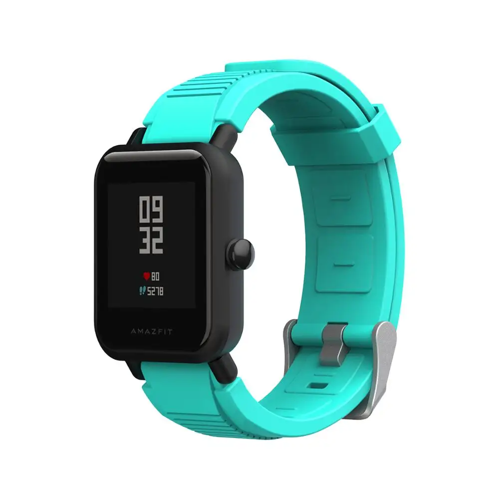 SIKAI ремешок для часов& чехол для Xiaomi Huami Amazfit Bip Youth умные часы в силиконовом корпусе ремешок для смарт-браслета Amazfit Bip часы для ПК чехол для часы Huami - Цвет: MInt Green Strap