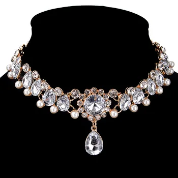 

Big Crystal Rhinestone Choker Necklaces Maxi Statement Chocker Necklace Luxury Collar Chunky Necklaces Boho Jewelry for Women