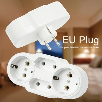 

1 to 4 Way EU Type Conversion Triple Plug for Home Protective Contact Multiple Conversion Socket Plug Adapter Converter Socket