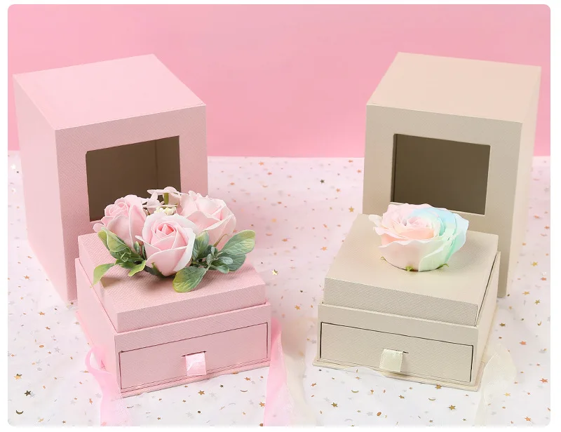 Высококачественная двойная дверь Роза мыло цветок коробка на заказ День Святого Валентина Рождество Подарочная коробка Упаковка вечерние сувениры