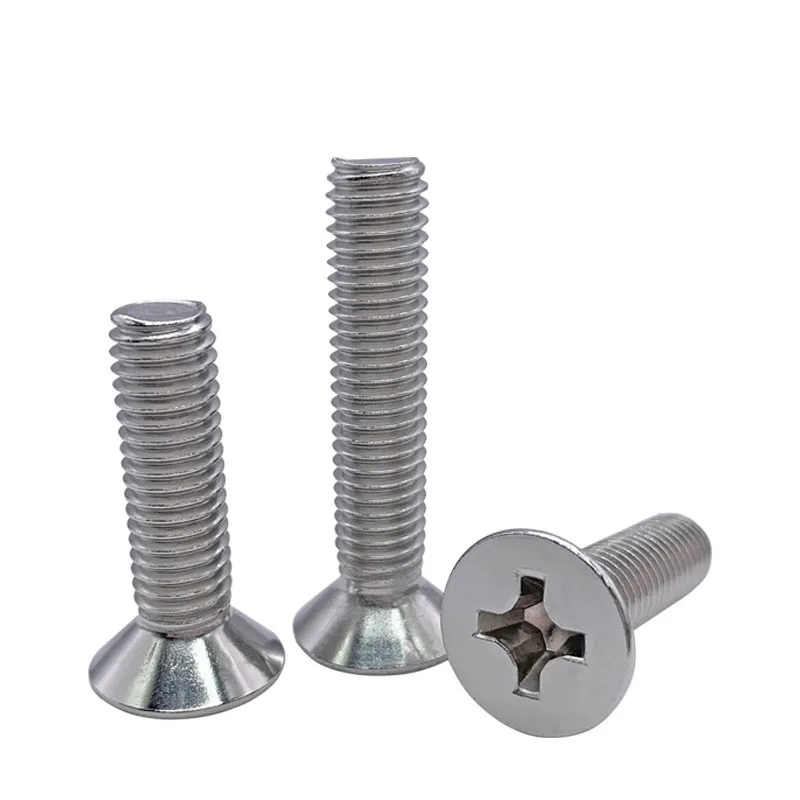 10/50 M2 M2.5 M3 M3.5 M4 M5 M6 M8 A2-70 304 Stainless steel GB819 Cross Phillips Flat Countersunk Head Screw Bolt Length 3-100mm stainless steel screw
