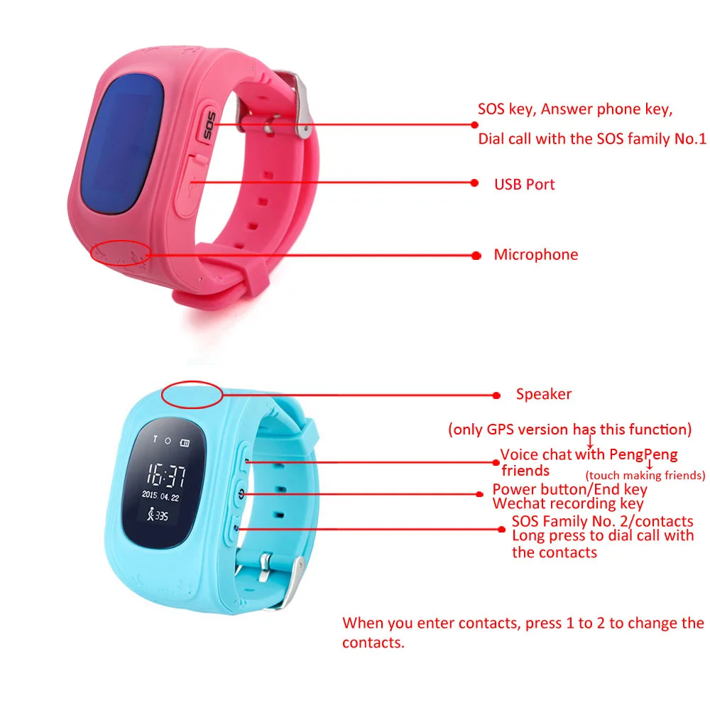 NEW Hot Anti Lost Q50 OLED Child GPS Tracker SOS Smart Monitoring Positioning Phone Kids GPS Baby Watch Compatible IOS & Android