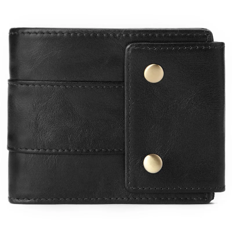 GENODERN мужские кошельки из натуральной кожи, Винтажный дизайн на застежке-молнии, сумка-держатель для карт, портмоне, мужской кошелек - Цвет: black wallet men