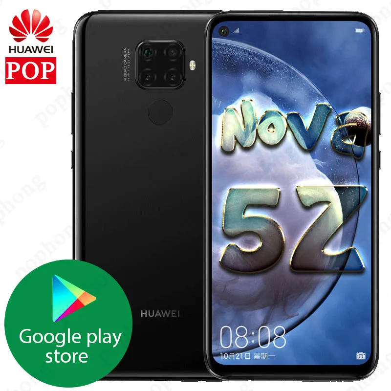 HUAWEI Nova 5z мобильный телефон 6,26 дюймов Kirin 810 Ai Восьмиядерный Android 9,0 разблокировка отпечатков пальцев Быстрая зарядка Google play
