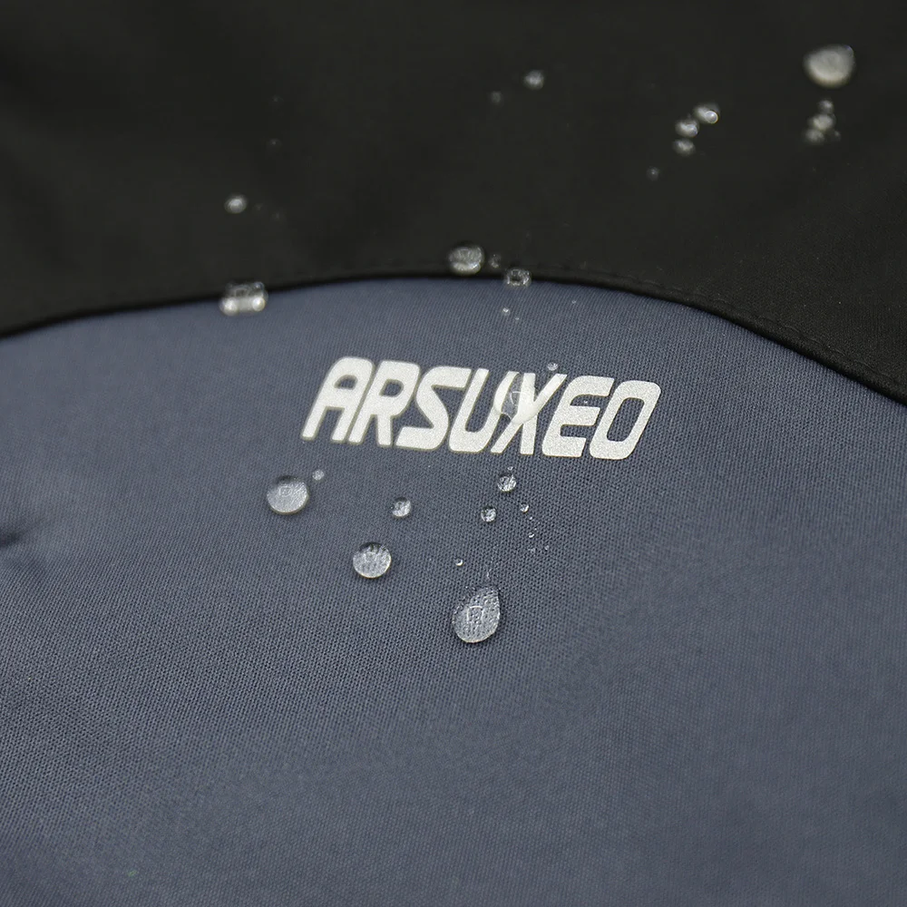 ARSUXEO, мужская зимняя куртка для велоспорта, тепловая, теплая, MTB, велосипедная куртка, ветровка, водонепроницаемая, для велоспорта, мягкое пальто, светоотражающее, 17D