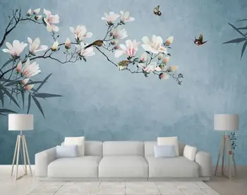 

CJSIR Papel De Parede Custom Wallpaper Murals Handmade Yulan Flower Birds Wall TV Background Wall 3d Wallpaper Mural Home Decor