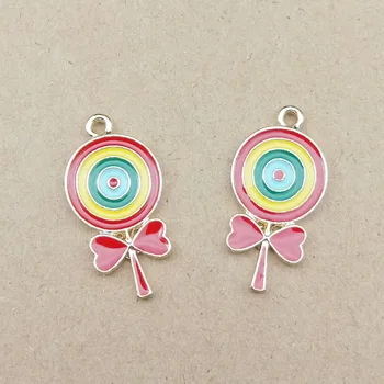 

10pcs 12x24mm enamel lollipop charm for jewelry making cute earring pendant necklace bracelet charms