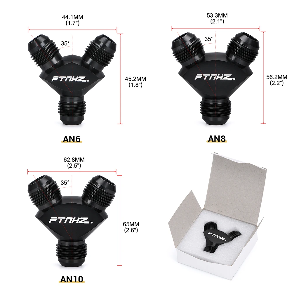 VR 3 Way AN6 AN8 AN10 Aluminum Y Block Adapter Fittings Adaptor Black Y Type Oil Pipe Joint