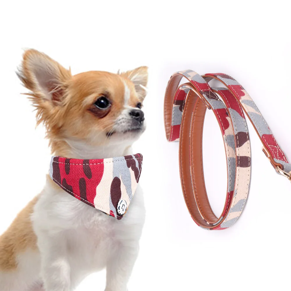 

Dog Collar Camouflage Headscarf Soft Leather Dog Leash Cute Triangle Towel Cat Collar Pet Teacup Chihuahua Collar Belt Lead Pet