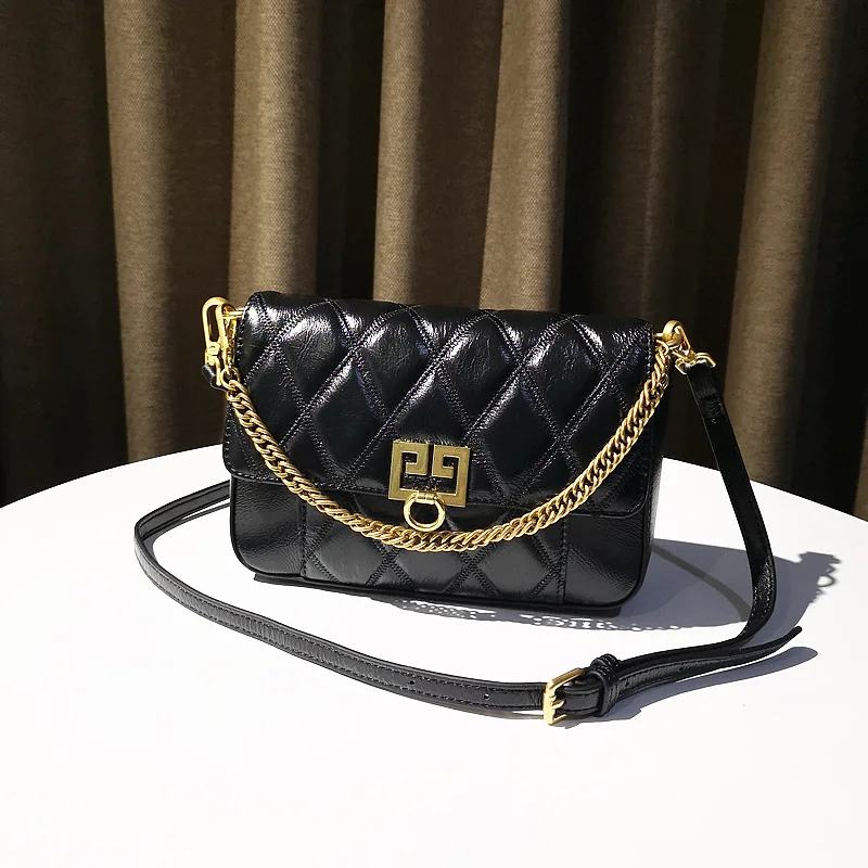

Genuine Leather Diamond Lattice Chain Shoulder Messenger Bags Luxury Handbags Women Bags Designer Sac Main Femme Channels Bags