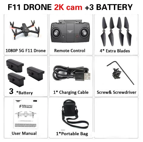 SJRC F11 Дрон с GPS с Wi-Fi FPV 1080 P/2 K камера бесщеточный Квадрокоптер 25 минут время полета управление жестами складной Дрон Vs CG033 - Цвет: 3battery 2Kbag1