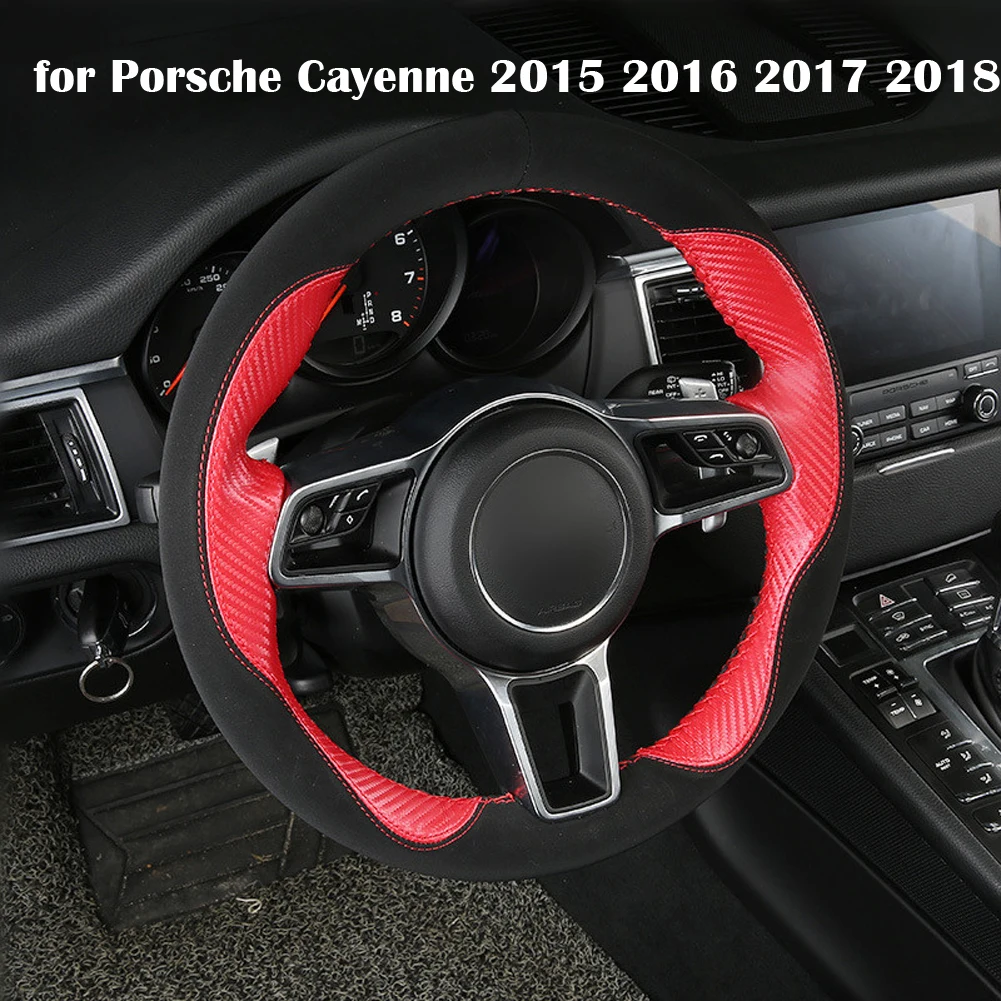 Stylish Hand Sewing Leather Car Steering Covers Anti-slip for Porsche Cayenne for DIY