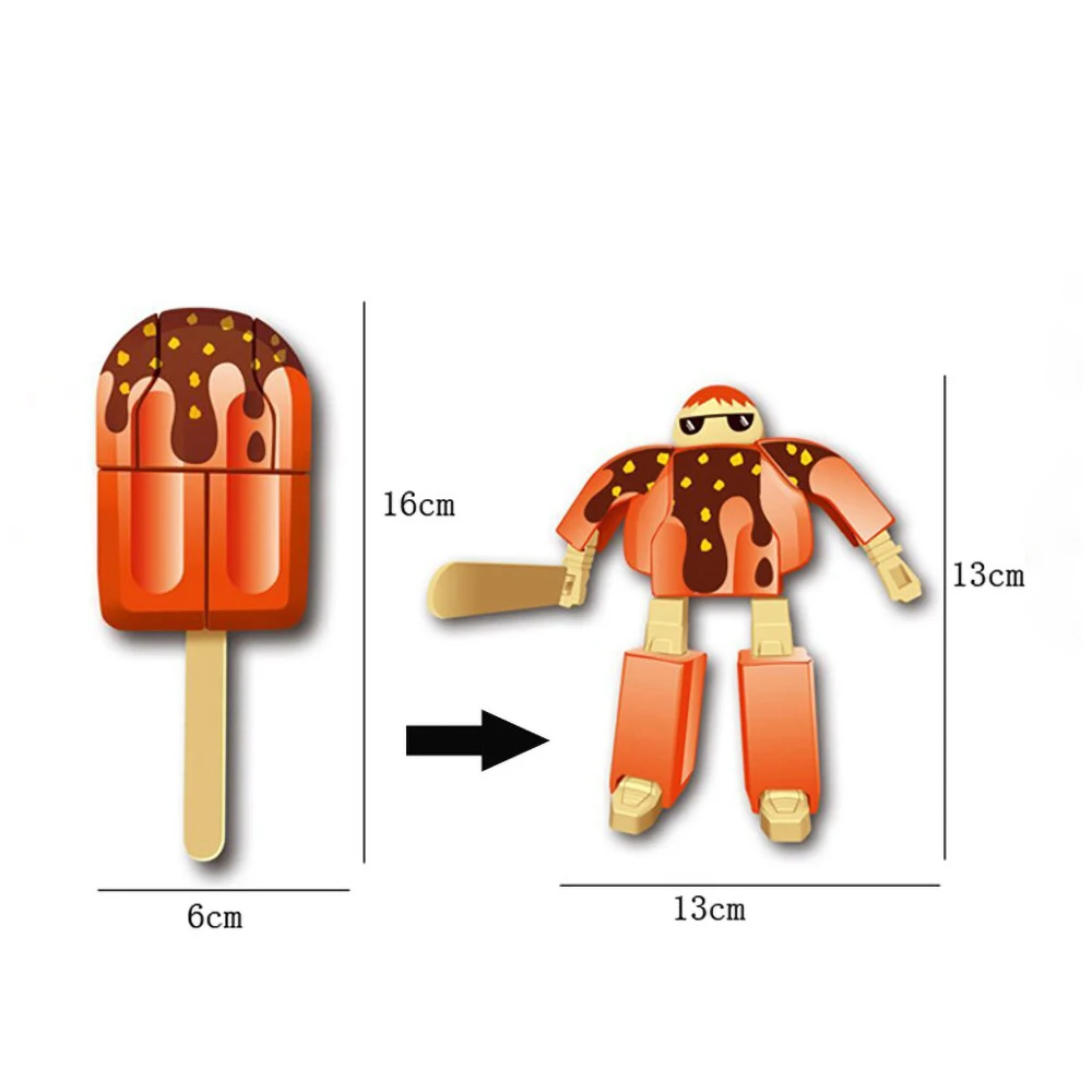 

1PCS Simulation Transformation Food Popsicles Deformation Robot Toy for Children Cool Popsicle Gift Boy And Girl Toys Wholesale