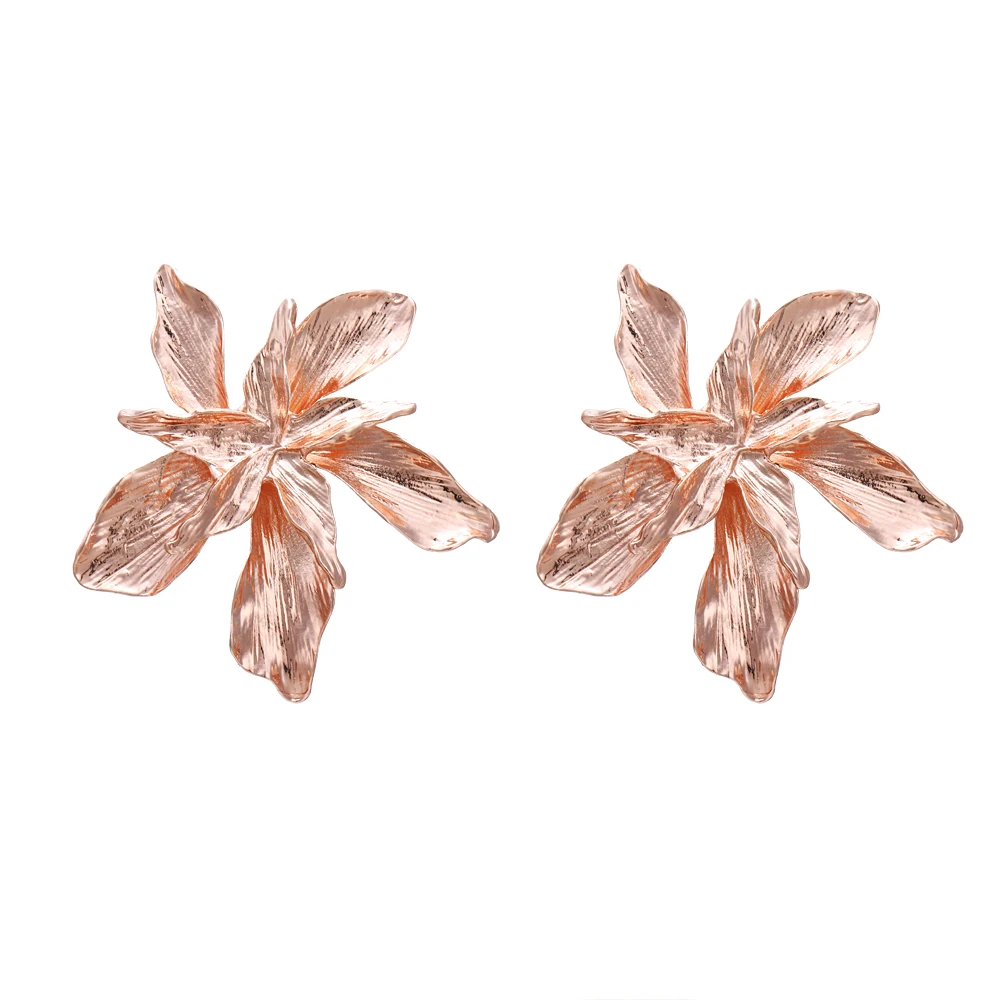 Vintage Metal Flower Big Earrings for Women Gold Silver Rose Gold Geometric Statement Fashion Brincos Jewelry Earrings - Окраска металла: IPA0132-3