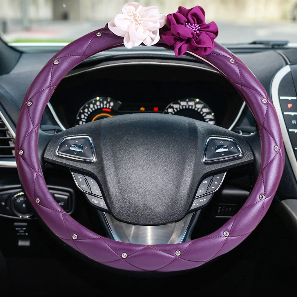 Стильный Алмазный черный и белый автомобильный женский автомобильный чехол автомобильные аксессуары 38 см 15 дюймов Автомобильный чехол на руль