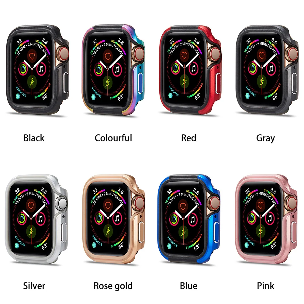 Metal+TPU High Quality Protector Case for Apple Watch Series 5 4 Cover 44mm 40mm Bumper for iWatch Hard Frame Accessories