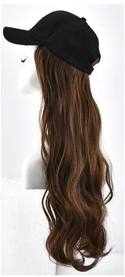 2019NEW Hat-wig-in-one парик женский длинный кудрявый волнистый набор париков парик высокая температура нити - Цвет: D