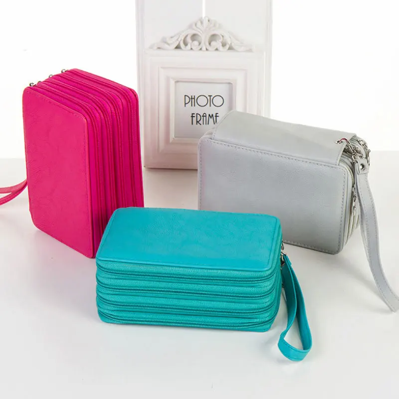 

Multifunctional Four-Layer Zipper Large Capacity Pu Pencil Bag 72 Color Pencil Student Pencil Bag Pencil Case Set