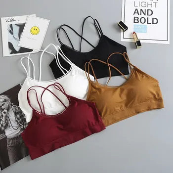 

Women Underwear Wire Free Push Up Bras Suspenders Small Vest Bralette Comfort Breathable Beautiful Back Bra Removable Chest Pad