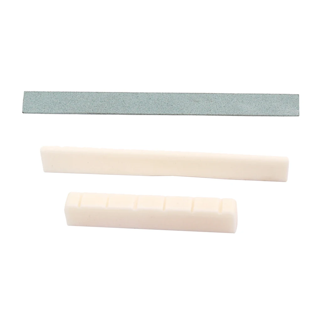 Buffalo Bone Slotted Saddle Nut W/ Fret Stone Sander For Classical Guitar