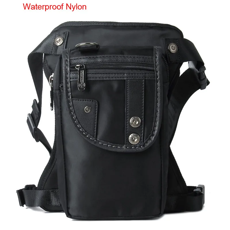 Black Nylon Водонепроницаемая нейлоновая/парусиновая сумка с заниженной талией, поясная сумка на бедро, пояс на плечо, Повседневная сумка на плечо для езды на мотоцикле, путешествий, в стиле милитари - Цвет: Black Nylon