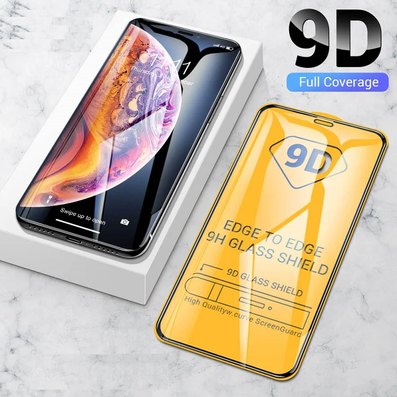 Для iPhone XR X XS 11 Pro Max 8 7 6 6s Plus стекло 9D изогнутое полное покрытие Закаленное стекло Защитная пленка фольга