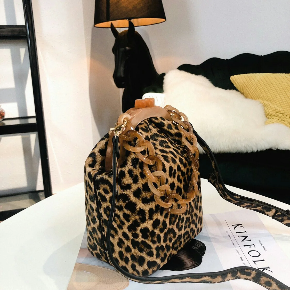 Модная деревянная Пряжка, женская сумка-кошелек, маленькая откидная Дамская леопардовая сумочка, сумка-мессенджер, женская сумка, Sac A Mai