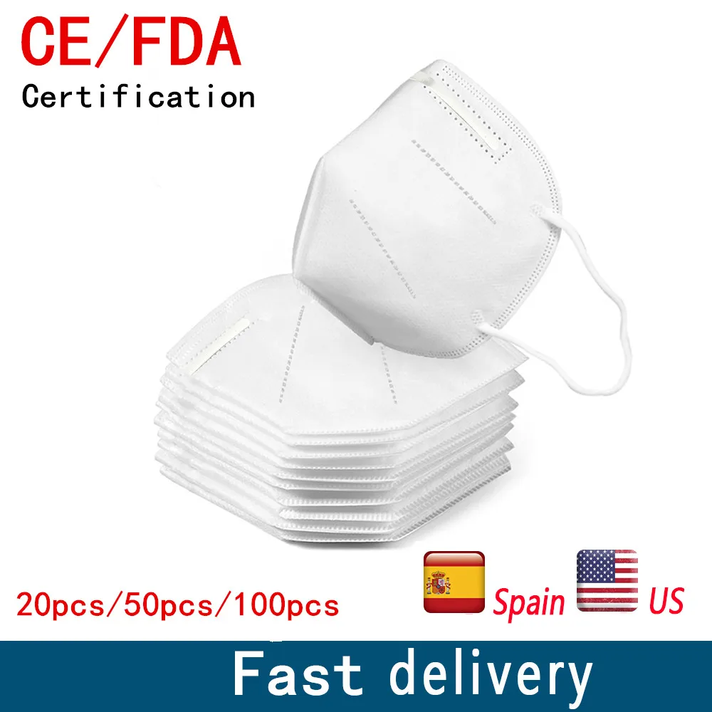 

20pcs Pm2.5 N95 Dust Mask 4 Layers Filter Respirator Face Mask KN95 Mask Filter Against Droplelt N95 Mask as FFP2 mascherine