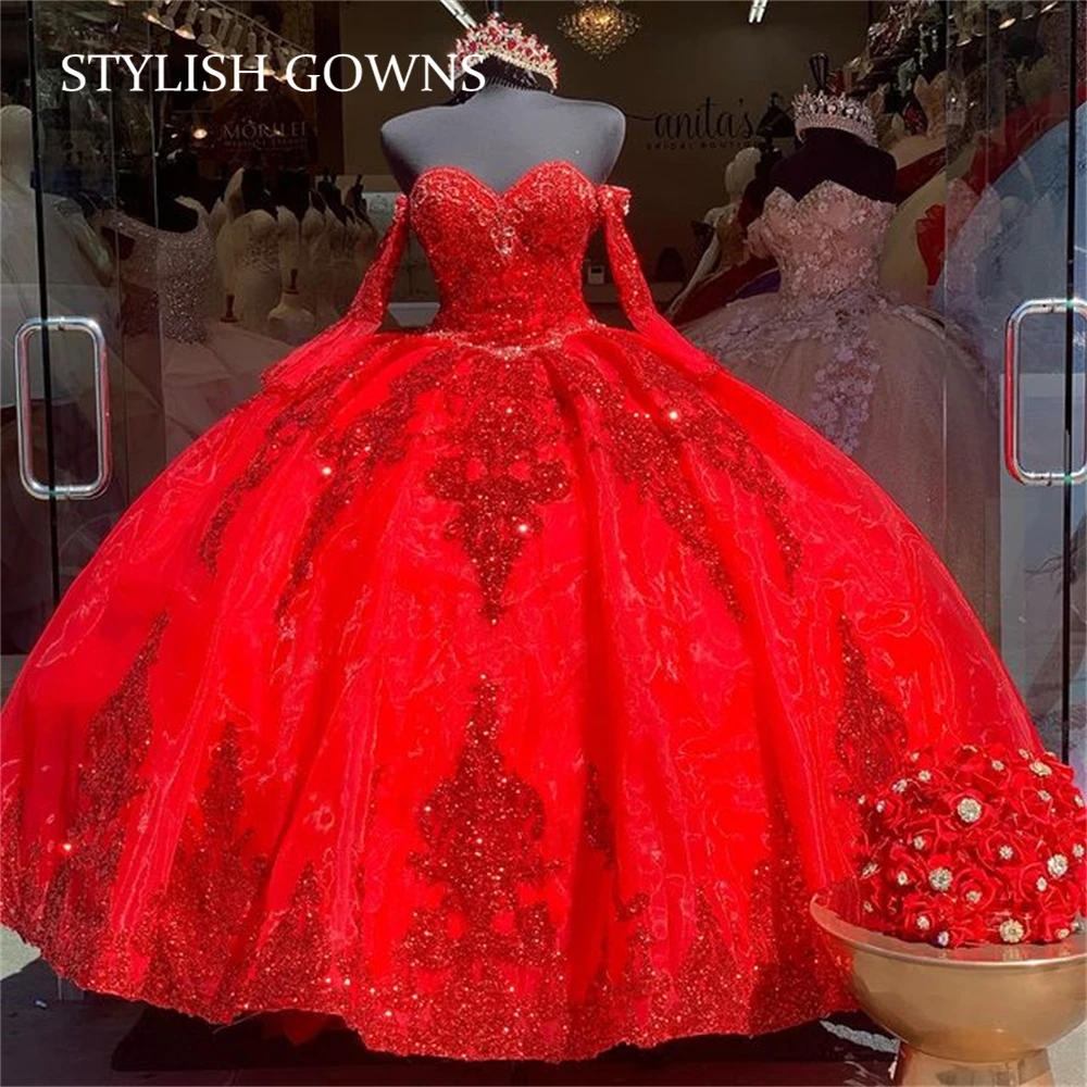 Red Sweetheart Ball Gown Beaded ...