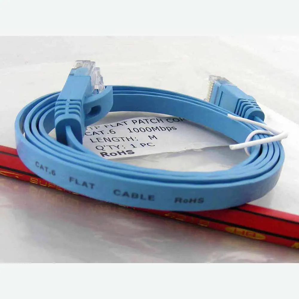 

Cat6 RJ45 6ft Blue feet 2m Ultra-Thin Flat Cable Patch Network Internet UTP / YW-free