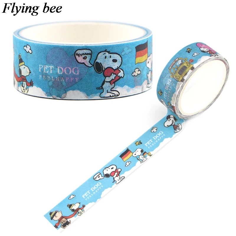 Flyingbee 15 мм X 5 м смешная собака васи лента бумага DIY декоративная клейкая лента Канцтовары Kawaii Маскировочные Ленточные принадлежности X0586