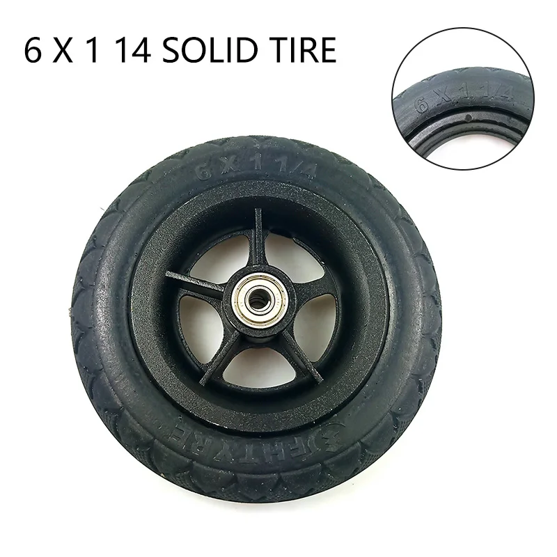 

6 inch 6x1 1/4 Tire Solid Wheel 150mm Tyre Wheel for Small Surf Electric Scooter Motorcycle A-Folding Bike