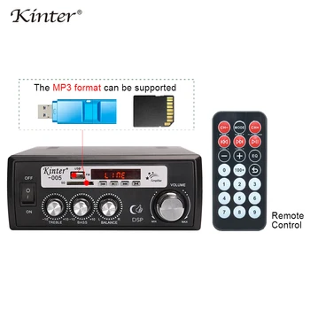 

kinter-005 2.0CH amplifier audio 20W hifi stereo sound with USB SD AUX input treble bass control supply power AC and DC 12V