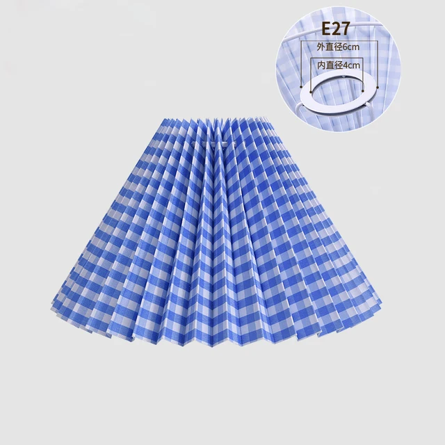 New Pleats Lampshade for Table Lamp Standing Floor Lamps Korean Style Pleated Lampshade Cute Desk Lamp Shade Bedroom Lamps E27 Blue stripes