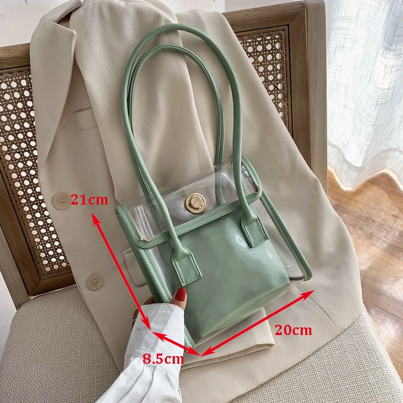 Женская прозрачная сумка-тоут из ПВХ с кристаллами пляжная сумка-мессенджер на