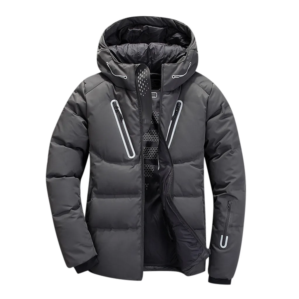 Newest Skiing Jacket Men's Waterproof Windbreaker Warm Coat Men Large Size Hooded Jackets Casual Outdoor Ski Jackets Overcoat - Цвет: Серый