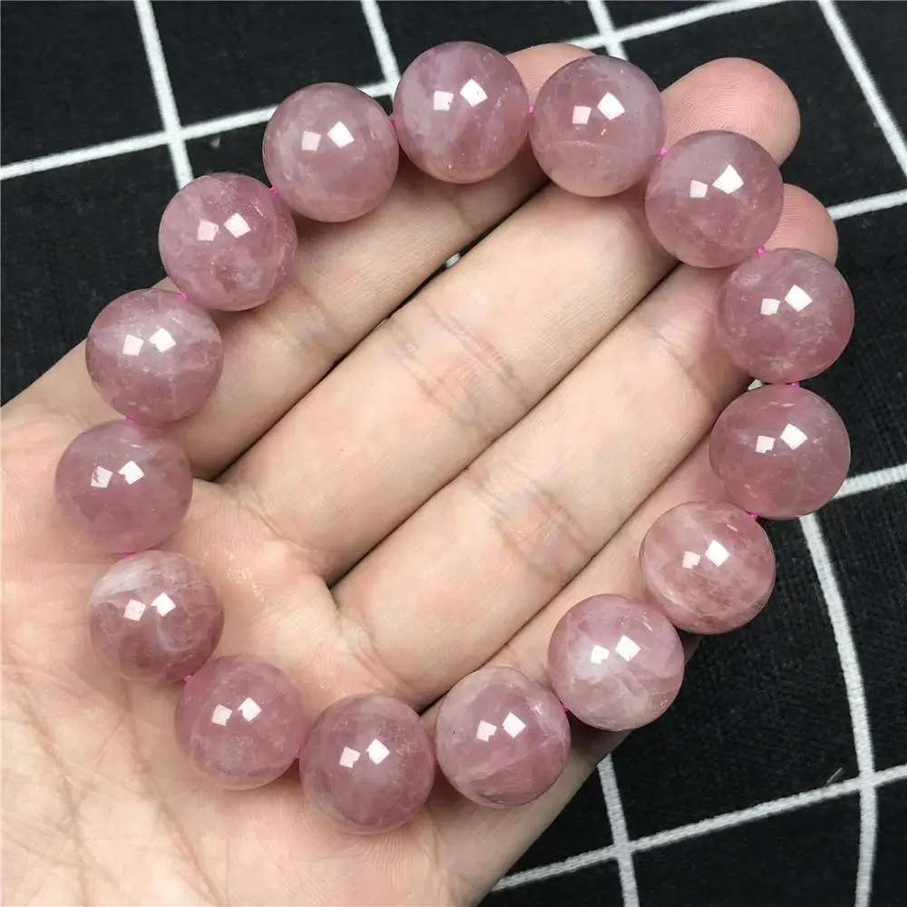 

13mm Natural Pink Rose Quartz Bracelet Jewelry For Women Man Wealth Crystal Love Gift Round Beads Madagascar Stone Strands AAAAA