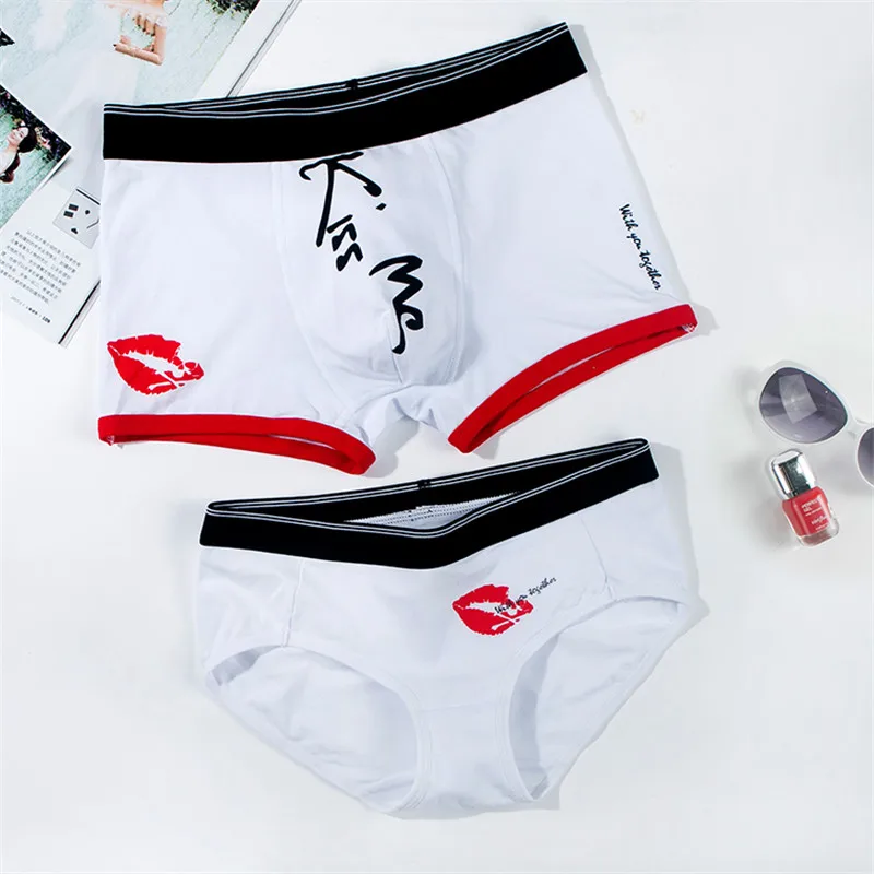 KISS ME Cotton Boxer Shorts Men's Sexy Red Lips Print Underpants Moisture Absorption Panties Homme Underwear Plus Size (6)