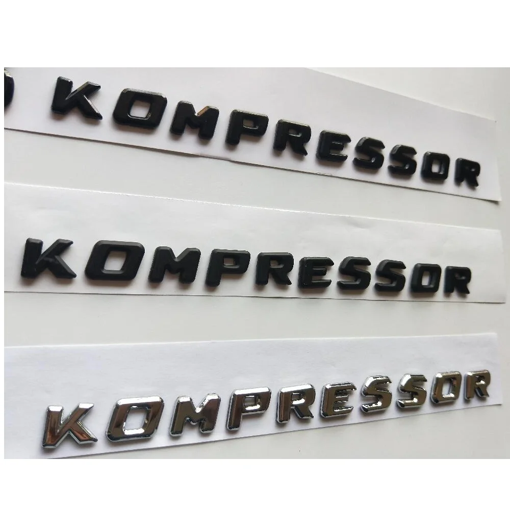 For Mercedes Benz Black AMG Chrome Black Letters V6 KOMPRESSOR Trunk Fender Emblem Emblem Badges Sticker