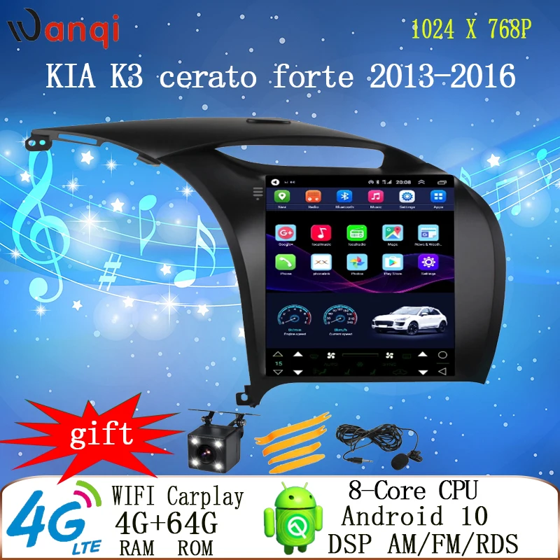 

9.7 inch Tesla car android gps dvd multimedia radio audio player for KIA K3 cerato forte 2013-2016 car cd gps mirror video RDS