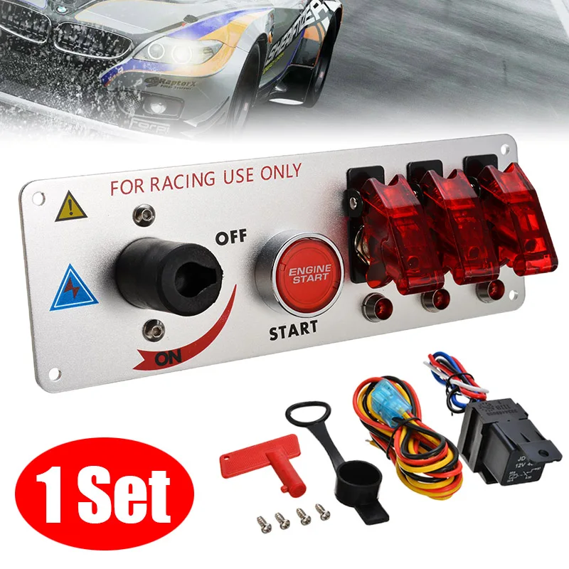 

1 set Toggle Ignition Switch Panel For Racing Car 12V Auto LED Toggle Ignition Switch Panel Engine Start Push