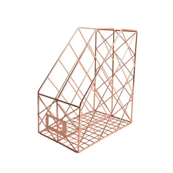 

2020 New Nordic Wrought Iron Grid File Holder Simple Double Layer Desk Shelf Book Storage