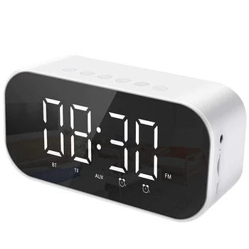 

Digital Alarm Clock with Bluetooth Speaker, Radio Alarm Clock Dual Alarm Bedside Clock with Snooze, FM Radio ( White)