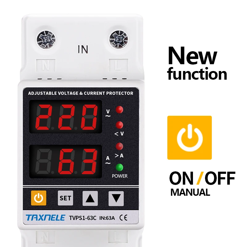 Dual Display 40A 63A 230V Din Rail Adjustable digital Over Under Voltage Relay Surge Protector Limit Over Current Protection|Circuit Breakers| - AliExpress - Апрельский топ товаров с Али