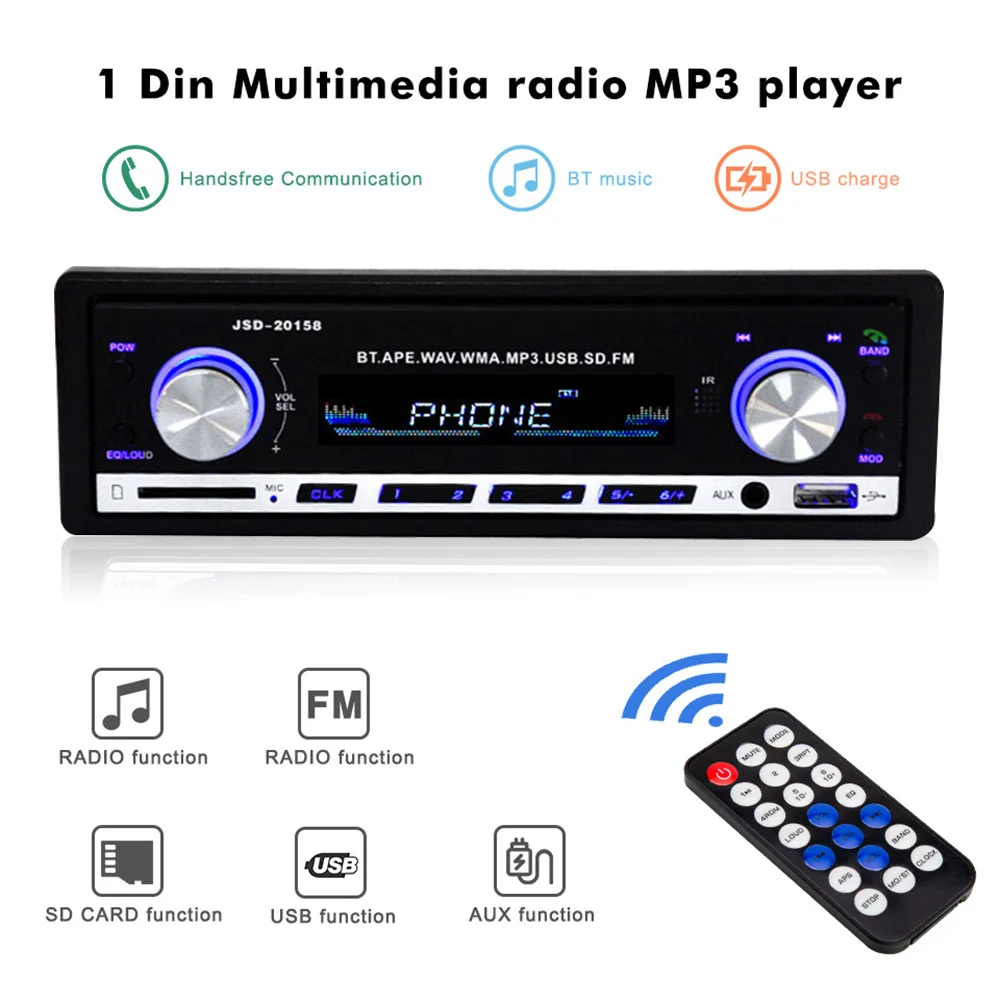 2015B Автомобильный плеер 1 Din авто FM AUX Mp3 Bluetooth аудиомодулятор Центральный Мультимедиа SD USB U диск музыкальный плеер